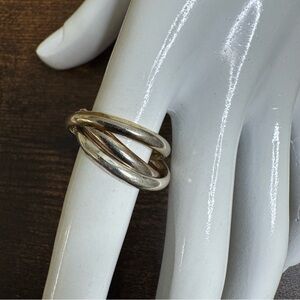 Interlocking Trinity Ring Mixed Metal Hallmarked 925 Size 6-6.5
